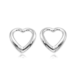 14 Karat White Gold Open Heart Earrings