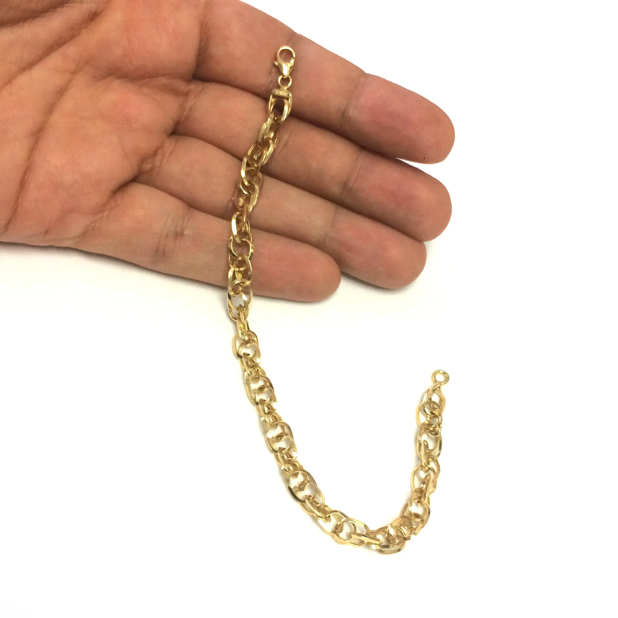 14k Yellow Gold Euro Link Womens Bracelet, 7.5"
