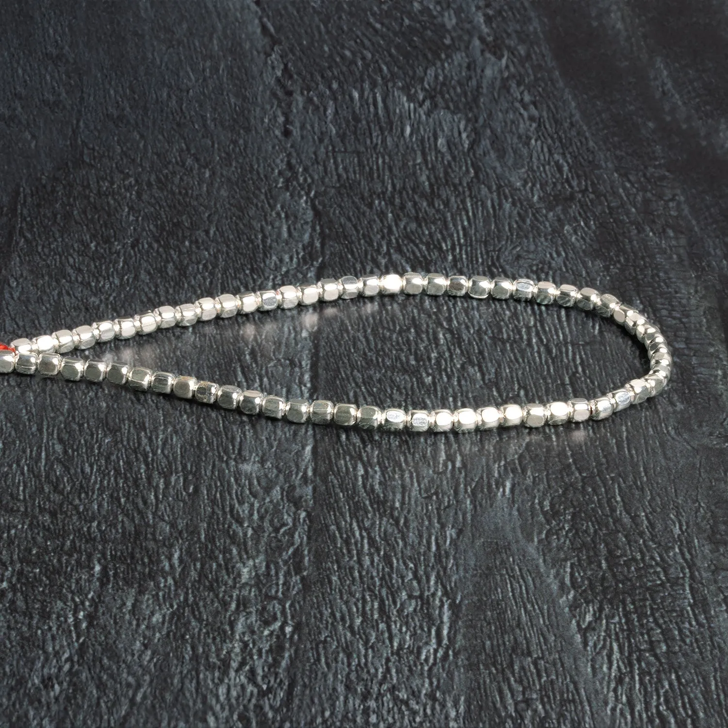 3mm Sterling Silver plated Copper Shiny Cubes 8 inch 65 beads