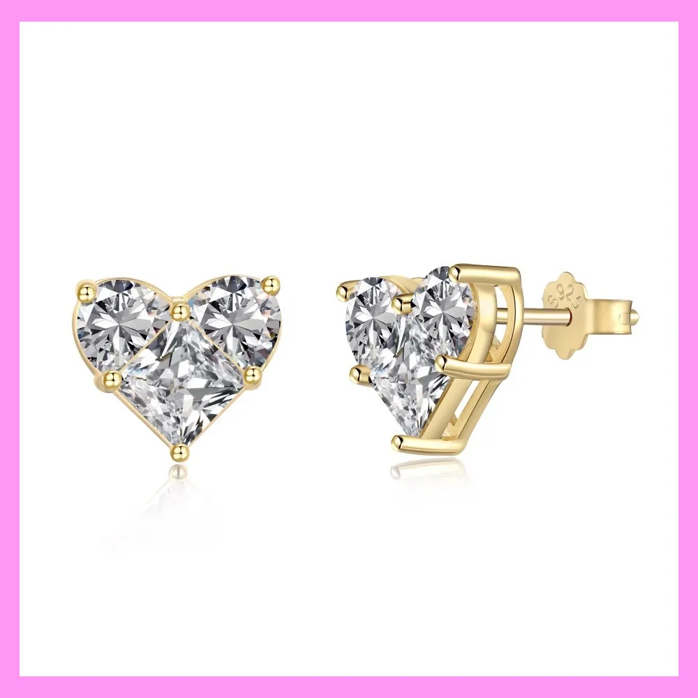 【6-58.13#】Elegant Heart Earrings  for female fashion daily engagement wedding anniversary birthday present