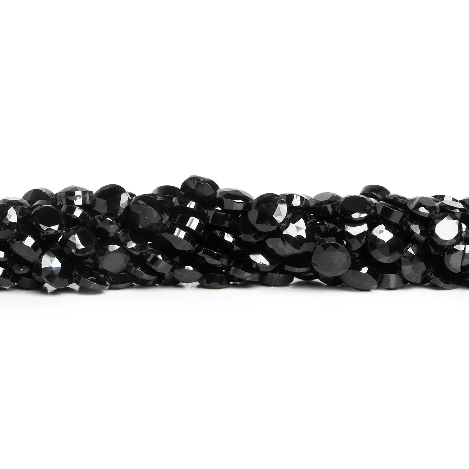 6-7mm Black Spinel Faceted Coins 12 inch 55 beads