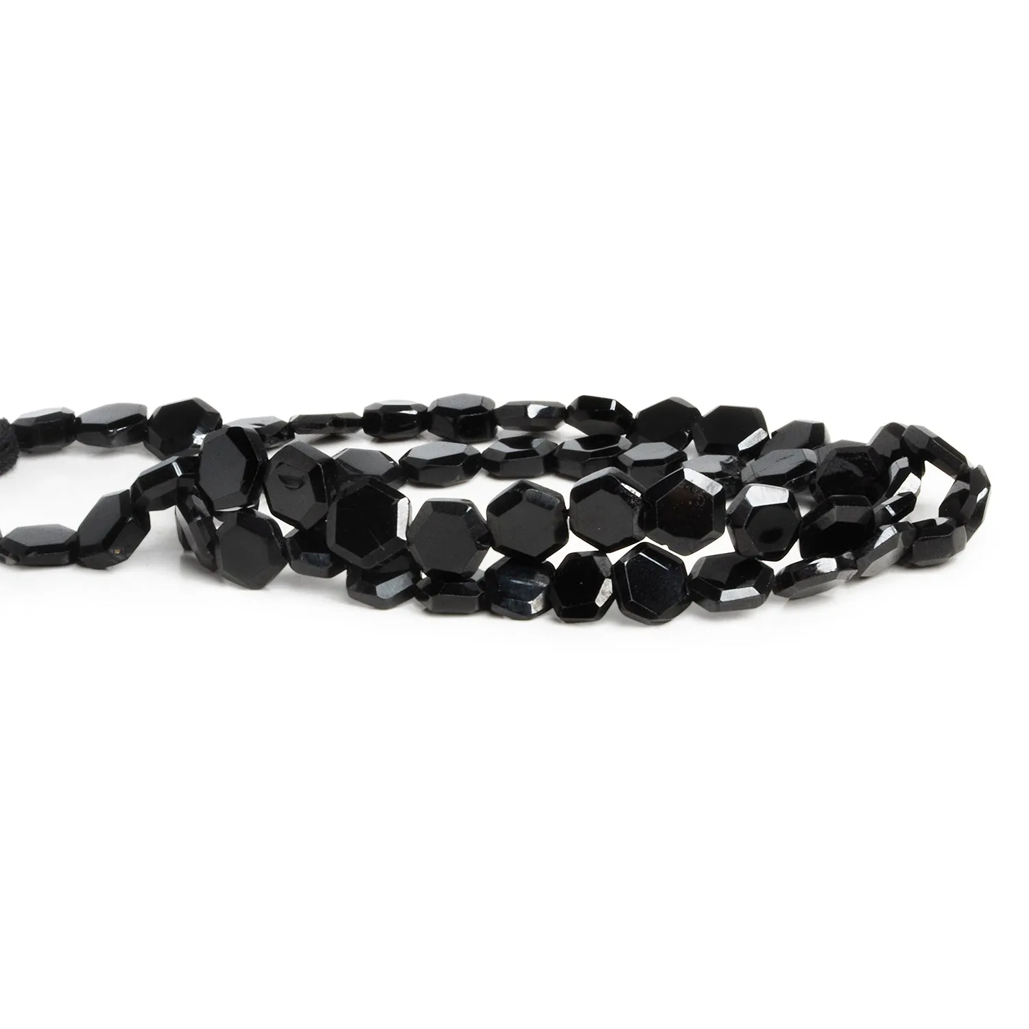 6.5mm Black Spinel Pavillion-Cut Hexagons 12 inch 50 beads
