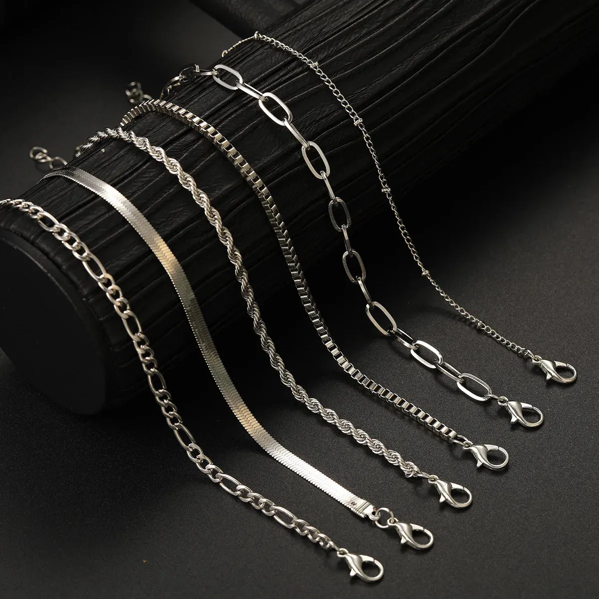 6pcs Boho Retro Thick Twist Cuban Chain Bracelets Set Multi Layer Silver Gold Color for Women Fashion Trendy Quality Jewelry Accessories