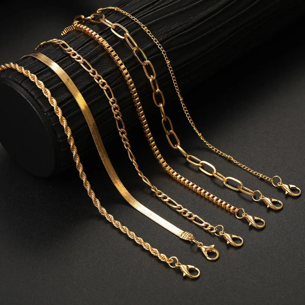 6pcs Boho Retro Thick Twist Cuban Chain Bracelets Set Multi Layer Silver Gold Color for Women Fashion Trendy Quality Jewelry Accessories