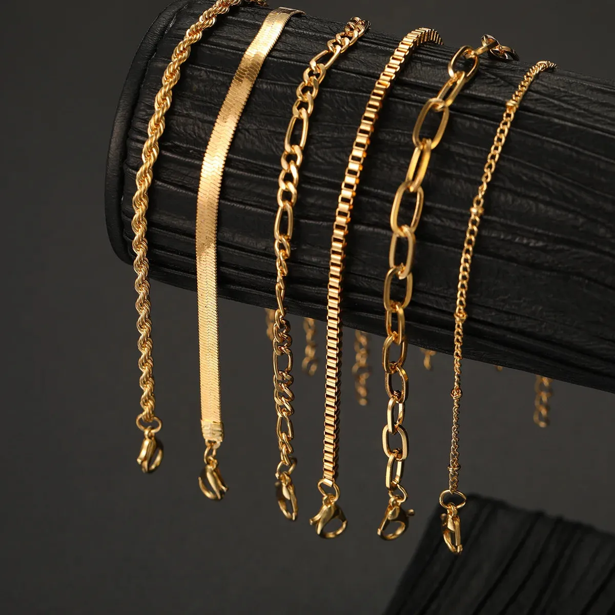 6pcs Boho Retro Thick Twist Cuban Chain Bracelets Set Multi Layer Silver Gold Color for Women Fashion Trendy Quality Jewelry Accessories