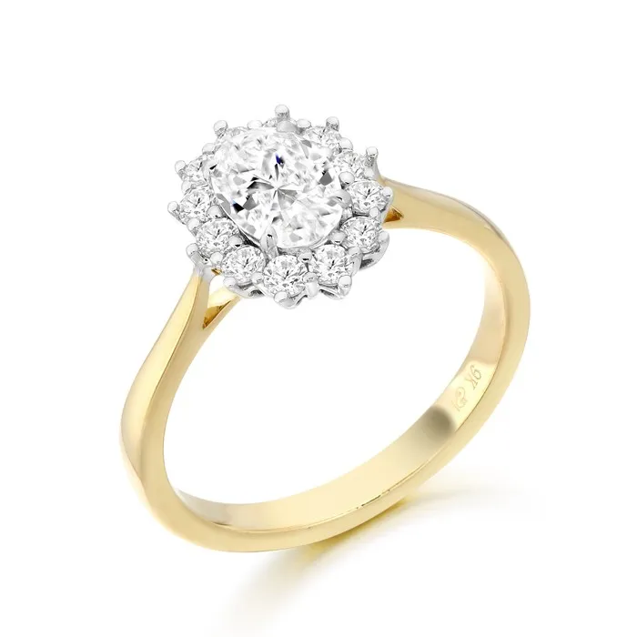 9ct Yellow Gold Lady Di Cz Cluster Ring