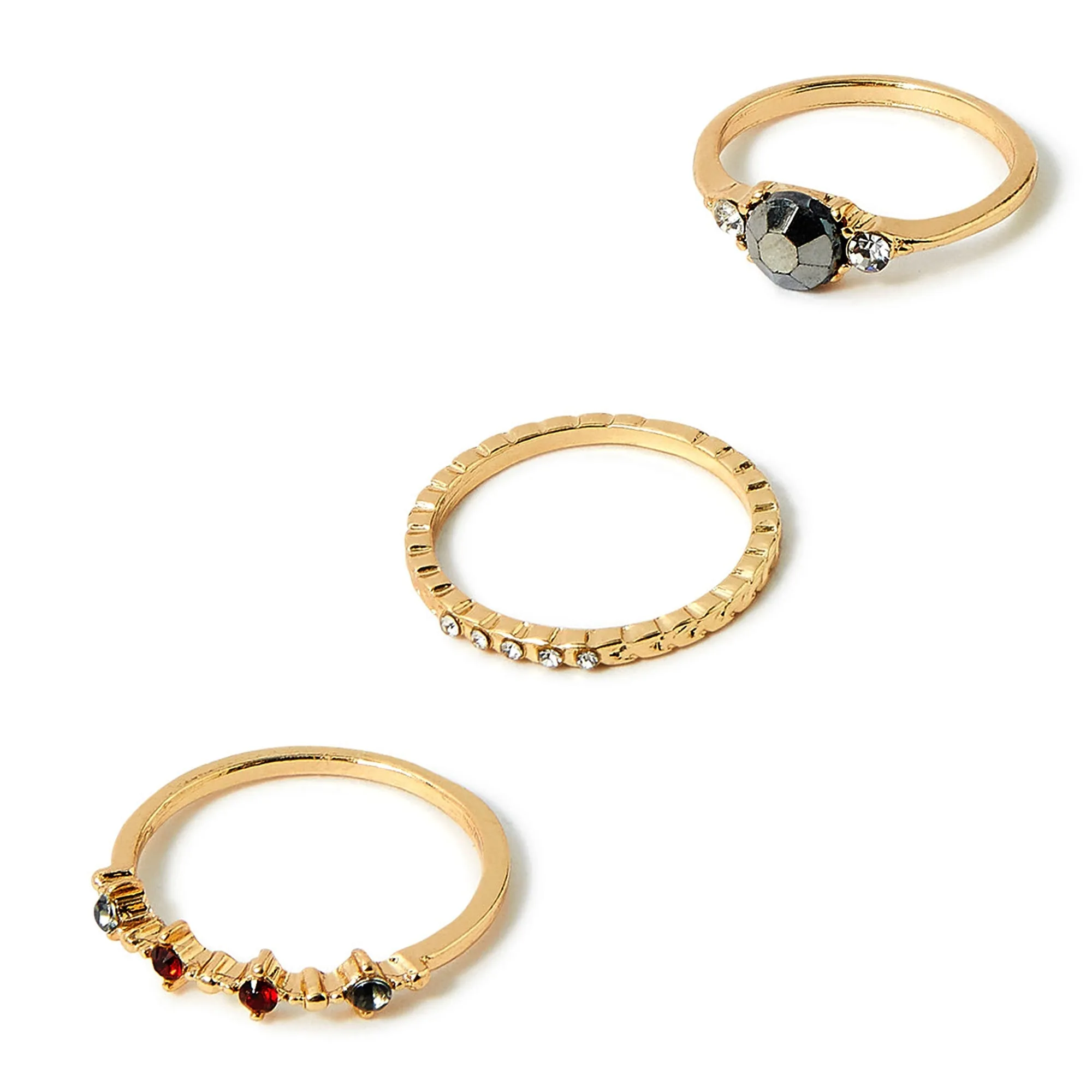 Accessorize London Women's Pack of 3 Trilogy Stacking Set-Medium