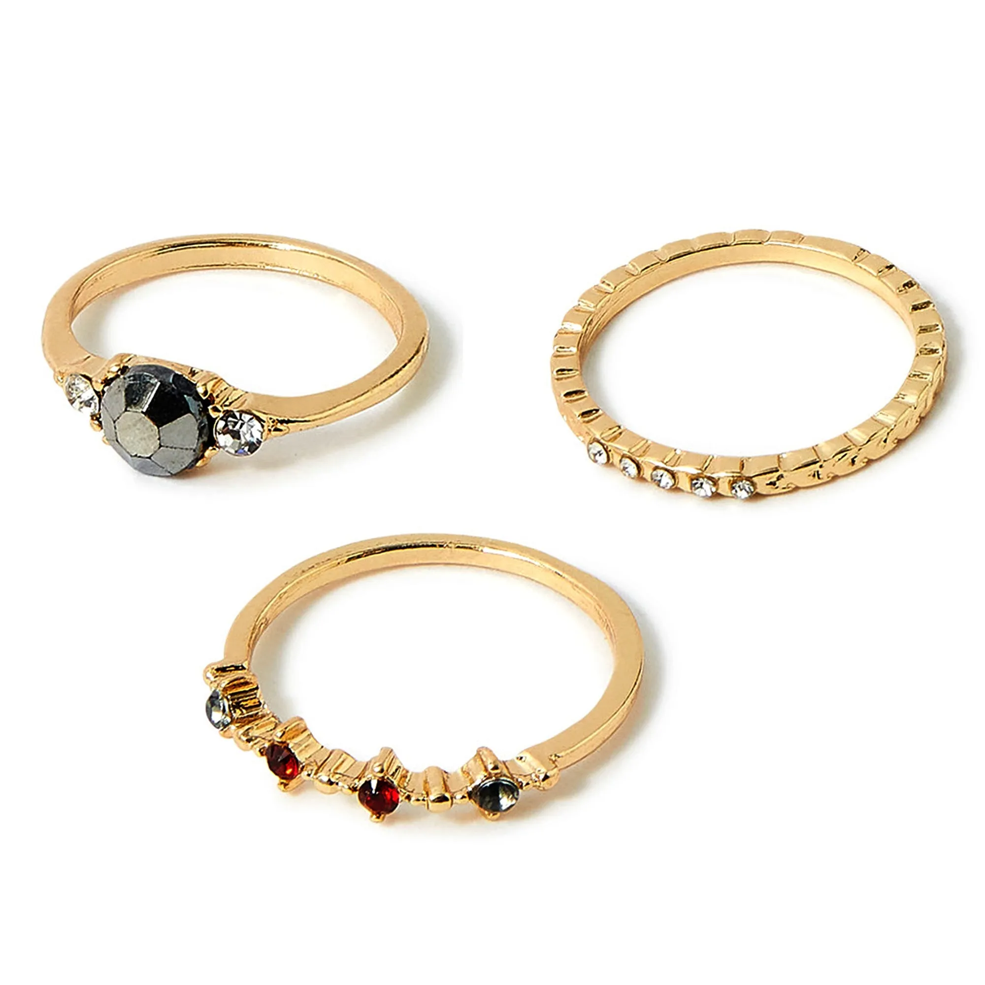 Accessorize London Women's Pack of 3 Trilogy Stacking Set-Medium