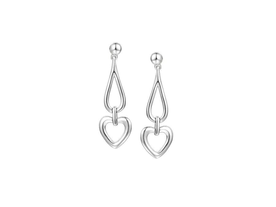 Amore Argento Sterling Silver Teardrop & Heart Fancy Drop Earrings