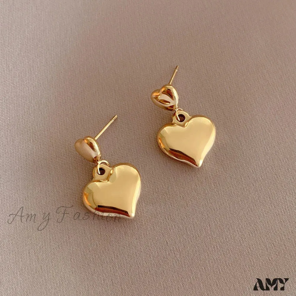 Amy Fashion - Romantic Heart Shape Glossy Stud Earrings