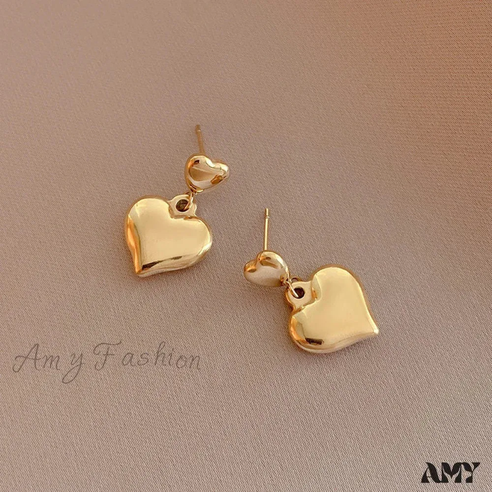 Amy Fashion - Romantic Heart Shape Glossy Stud Earrings