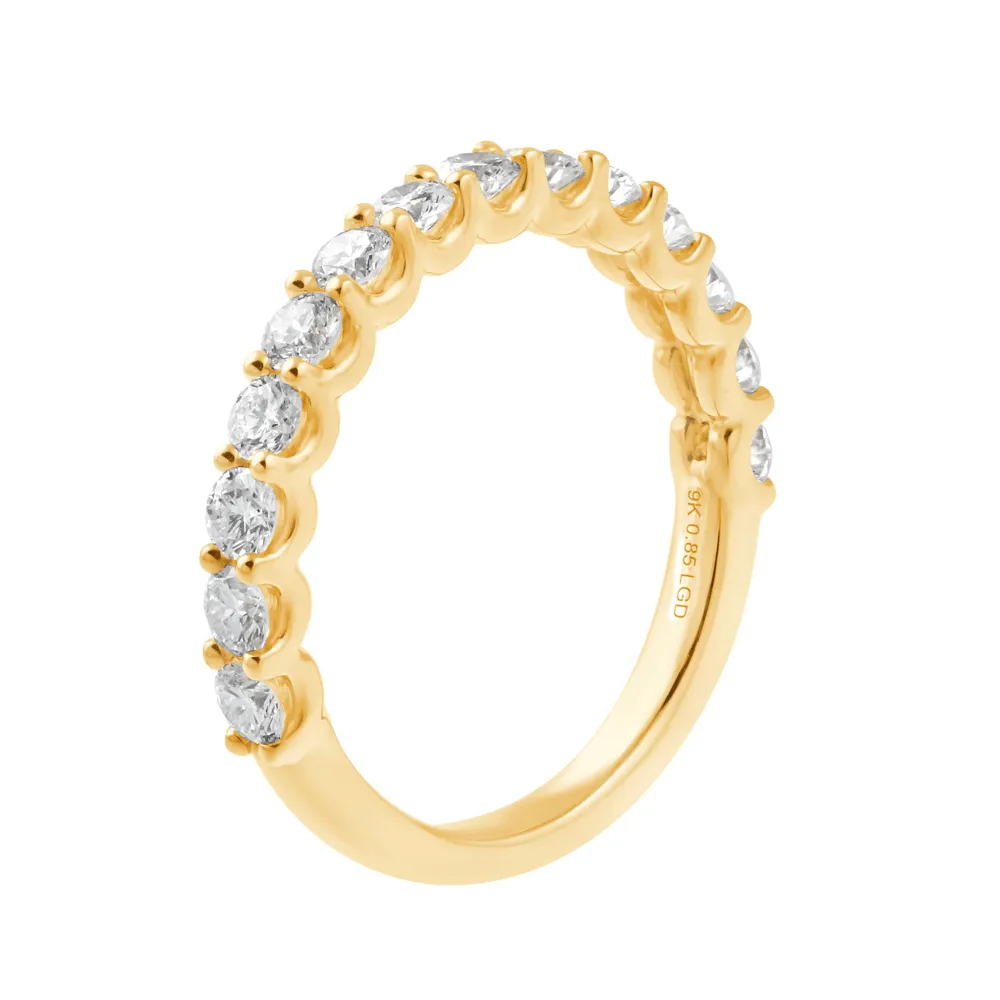 Anniversary Ring with 0.85ct of Laboratory Grown Diamonds in 9ct Yellow Gold