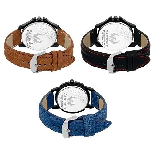 Armado Combo pack of 3 Analogue Blue, Black Dial Mens Watch-Ar-621251