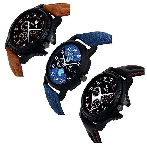 Armado Combo pack of 3 Analogue Blue, Black Dial Mens Watch-Ar-621251