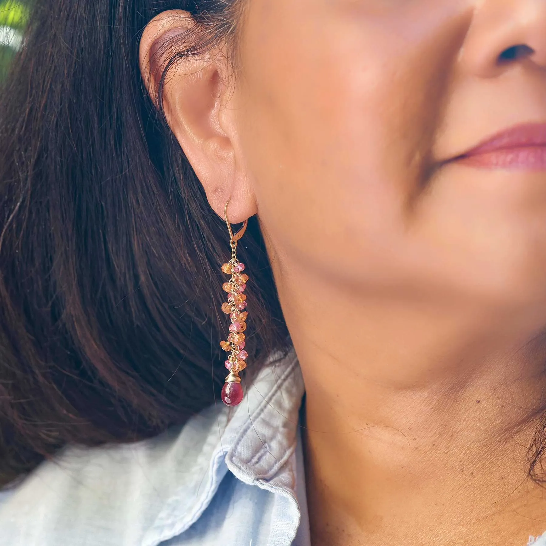 August Sunset - Sapphire Gold Earrings