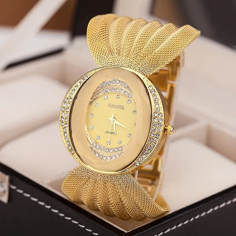 BAOHE Women's Fine Fashion Premium Quality Luxury Style Gold Tone Bracelet Watch