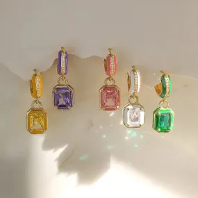 Beautiful Rectangle Enamel Tiny Ear Rings