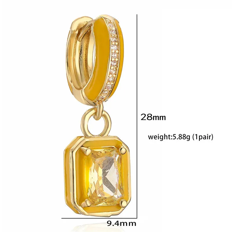 Beautiful Rectangle Enamel Tiny Ear Rings