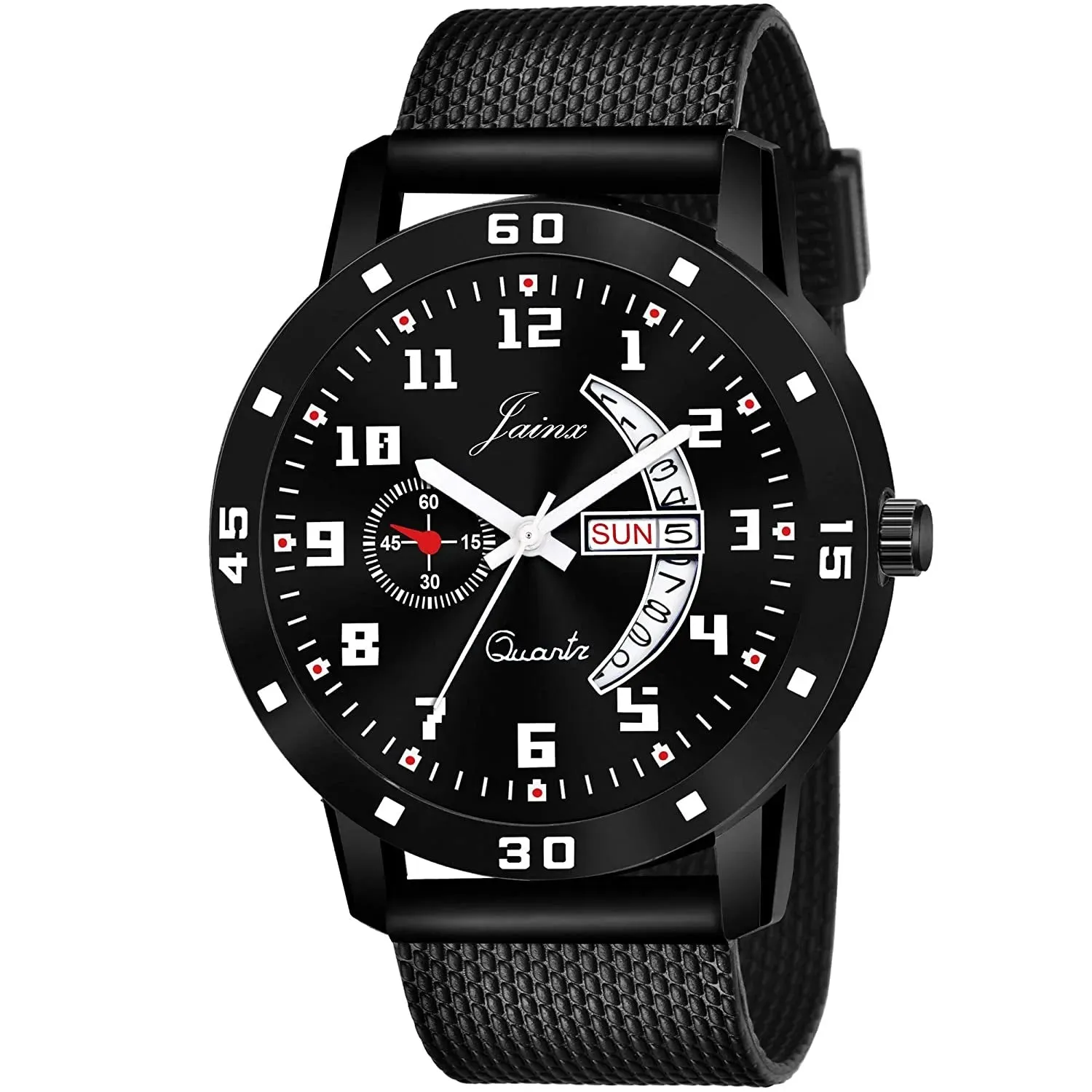 Black Day & Date Function Mesh Band Analog Watch For Men - JM396