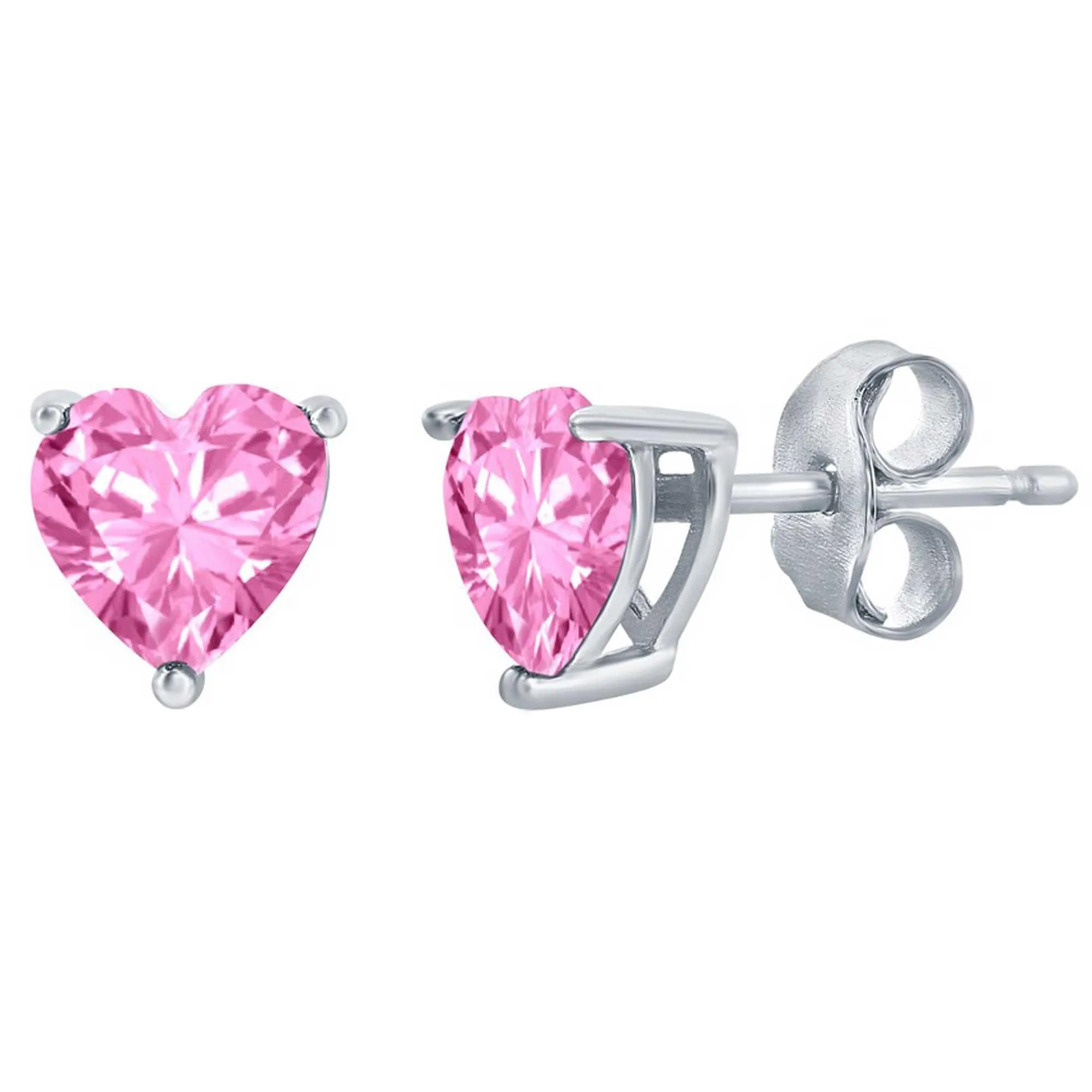Classic Women's Earrings - Silver 6mm Rose "October" Heart Perciosa Crystal | D-8426