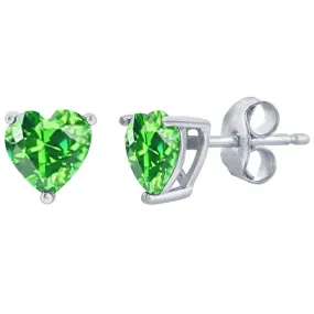 Classic Women's Earrings - SS 6mm Peridot "August" Heart Perciosa Crystal | D-8424