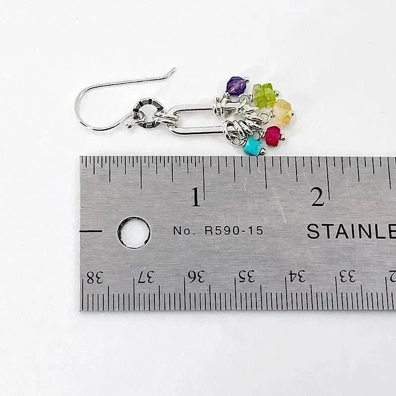 Colorful Sterling Hoop Earrings with Gemstones