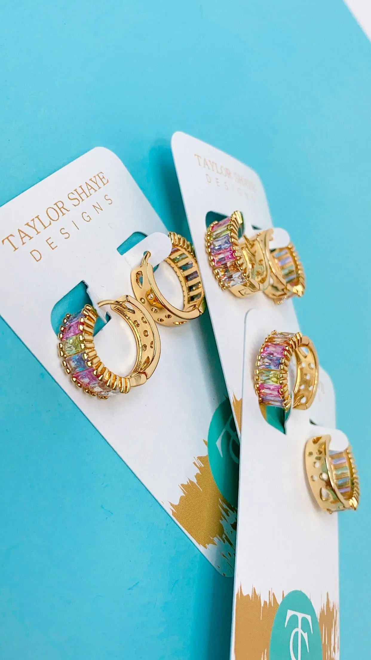 Crystal Baguette Huggie Earrings