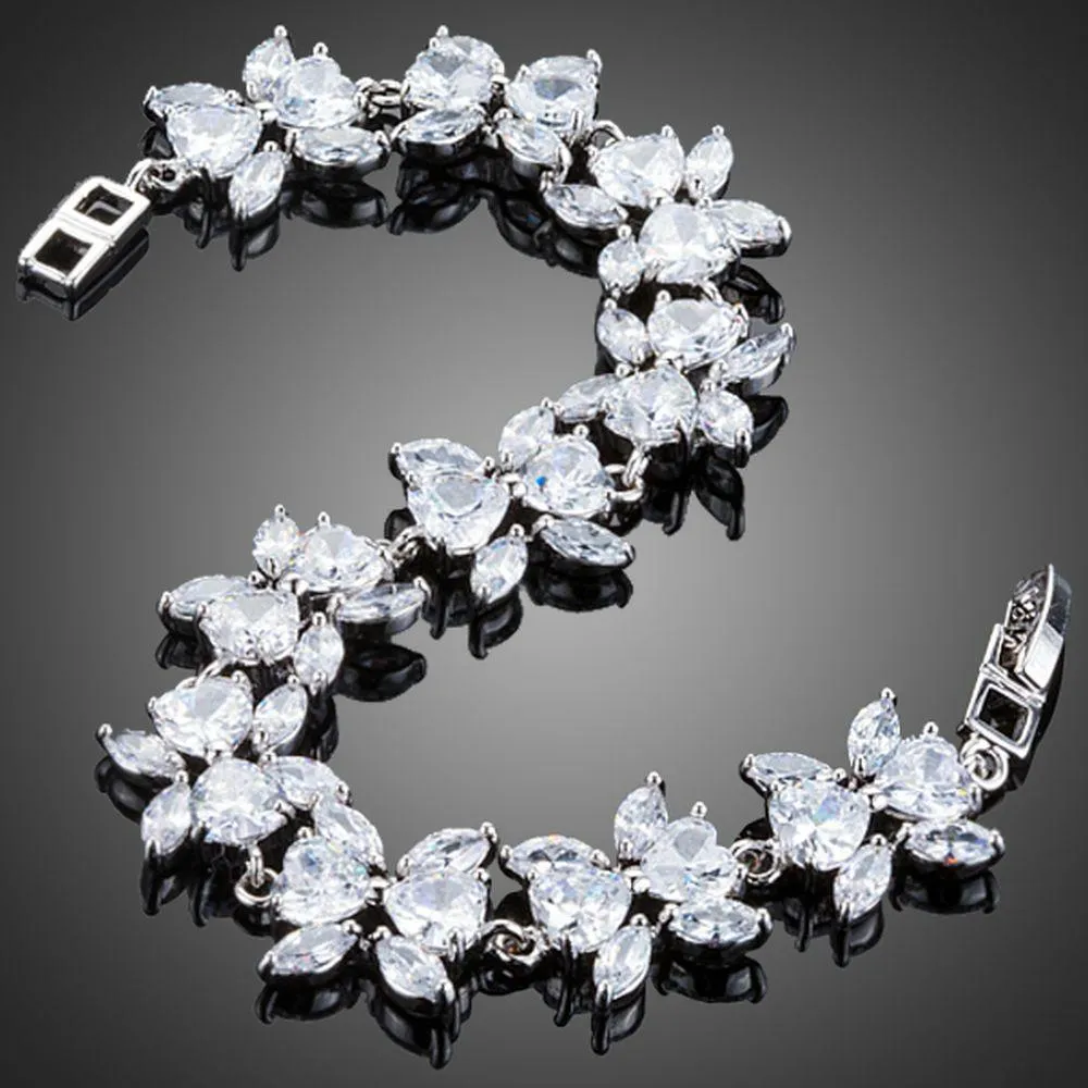 Cubic Zirconia Flower Garland Bracelet