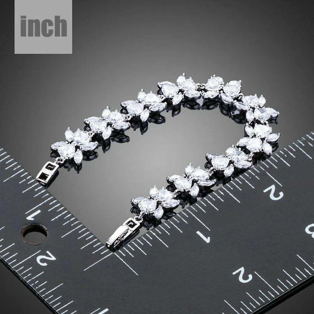 Cubic Zirconia Flower Garland Bracelet