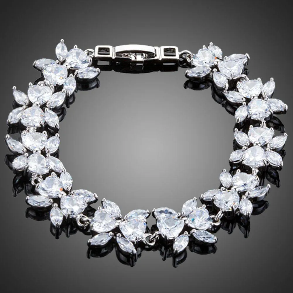 Cubic Zirconia Flower Garland Bracelet