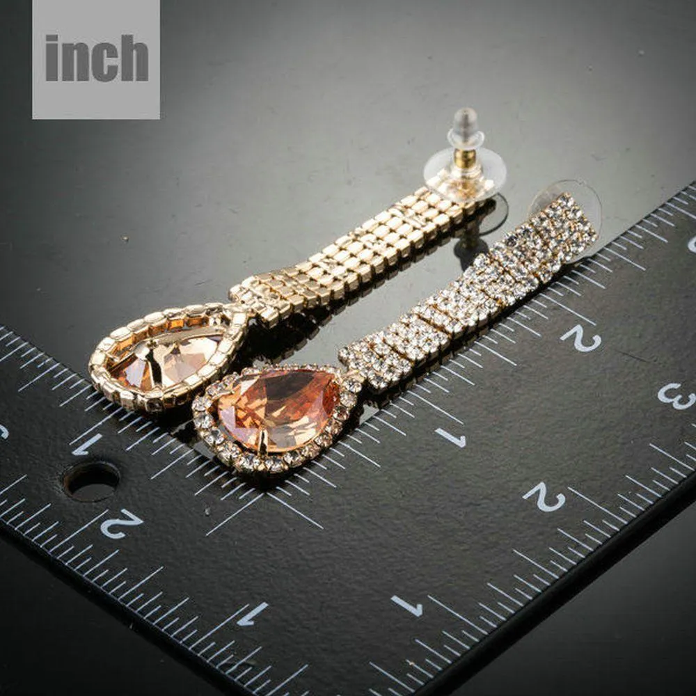 Cubic Zirconia Tear Caramel Drop Earrings