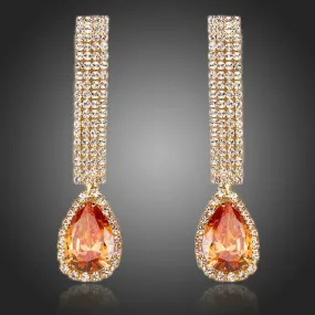Cubic Zirconia Tear Caramel Drop Earrings