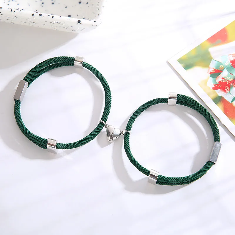 Custom Engraved Connecting Lovers Bracelets Set