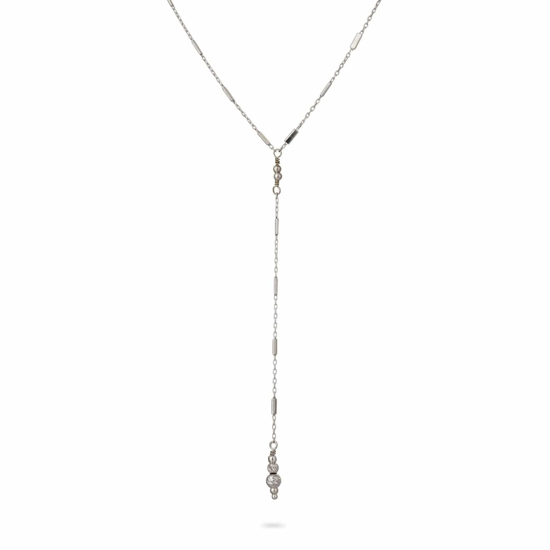 Dainty Sterling Silver Lariat Y Necklace Chain with Tiny Tubes