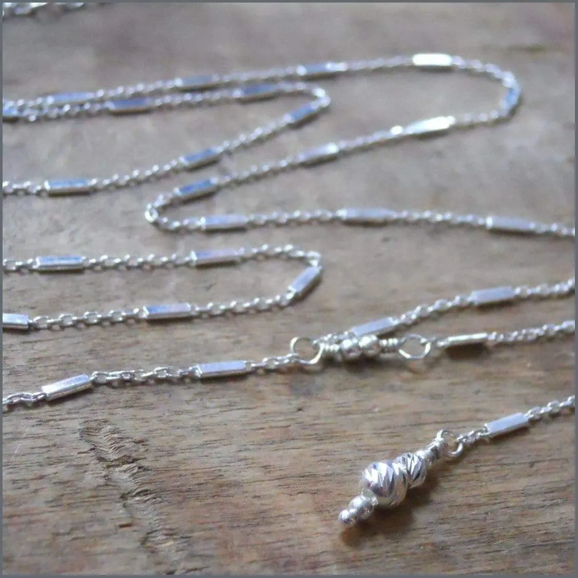 Dainty Sterling Silver Lariat Y Necklace Chain with Tiny Tubes