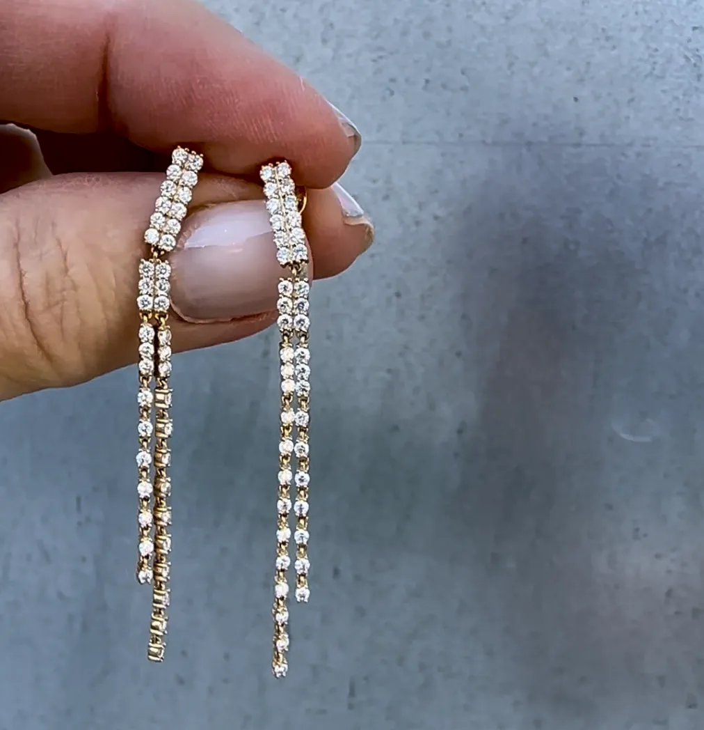 Diamond Bar Dangle Earrings