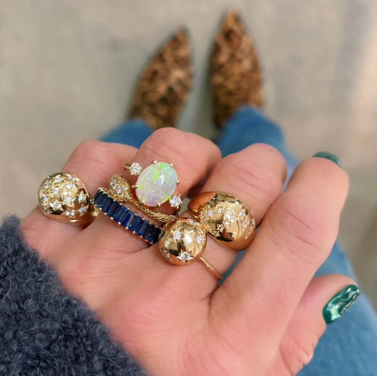 Diamond Starburst Ball Ring