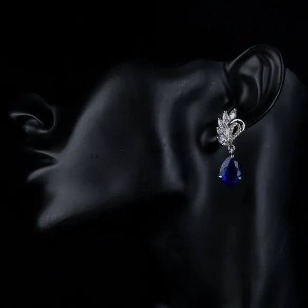 Elegant Clear and Dark Blue Color Top AAA  Cubic Zirconia Water Drop Earrings