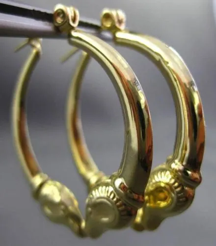 ESTATE 14K YELLOW GOLD 3D CLASSIC MILGRAIN ROMANTIC KISSING HOOP EARRINGS #24352