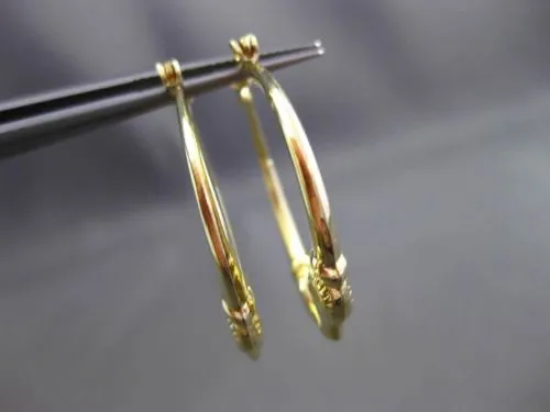 ESTATE 14K YELLOW GOLD 3D CLASSIC MILGRAIN ROMANTIC KISSING HOOP EARRINGS #24352