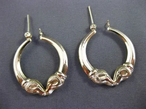 ESTATE 14K YELLOW GOLD 3D CLASSIC MILGRAIN ROMANTIC KISSING HOOP EARRINGS #24352