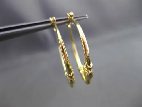 ESTATE 14K YELLOW GOLD 3D CLASSIC MILGRAIN ROMANTIC KISSING HOOP EARRINGS #24352