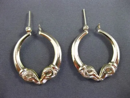 ESTATE 14K YELLOW GOLD 3D CLASSIC MILGRAIN ROMANTIC KISSING HOOP EARRINGS #24352