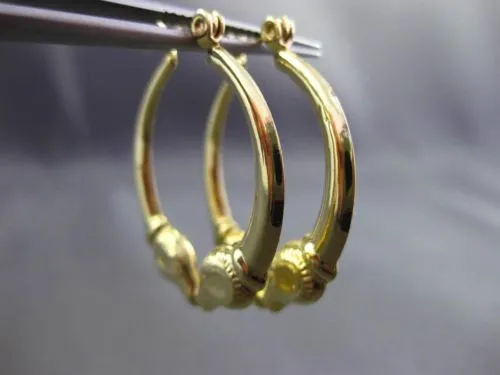 ESTATE 14K YELLOW GOLD 3D CLASSIC MILGRAIN ROMANTIC KISSING HOOP EARRINGS #24352