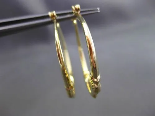 ESTATE 14K YELLOW GOLD 3D CLASSIC MILGRAIN ROMANTIC KISSING HOOP EARRINGS #24352