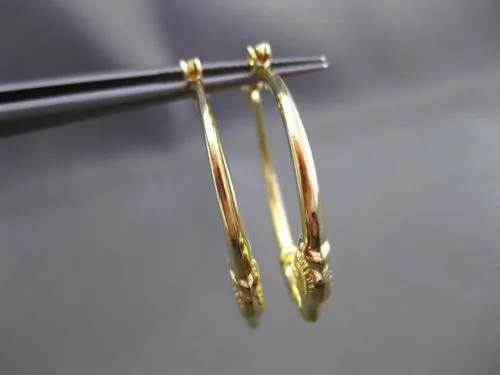 ESTATE 14K YELLOW GOLD 3D CLASSIC MILGRAIN ROMANTIC KISSING HOOP EARRINGS #24352