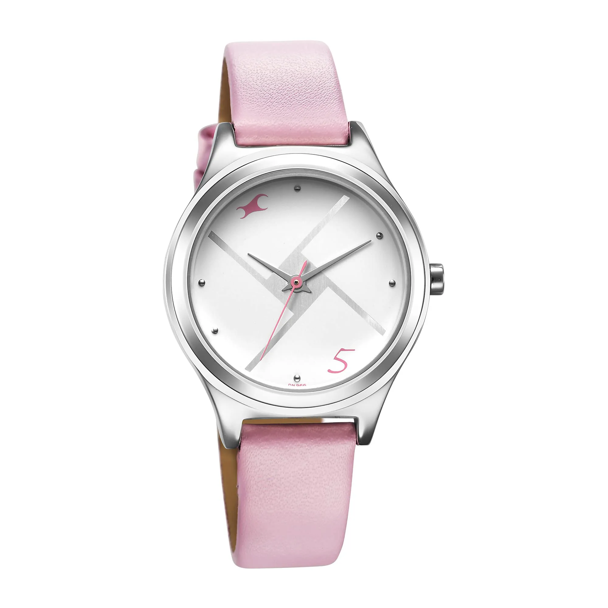 Fastrack Stunners Silver Dial Leather Strap Analog Watch for Girls-NS6152SL08