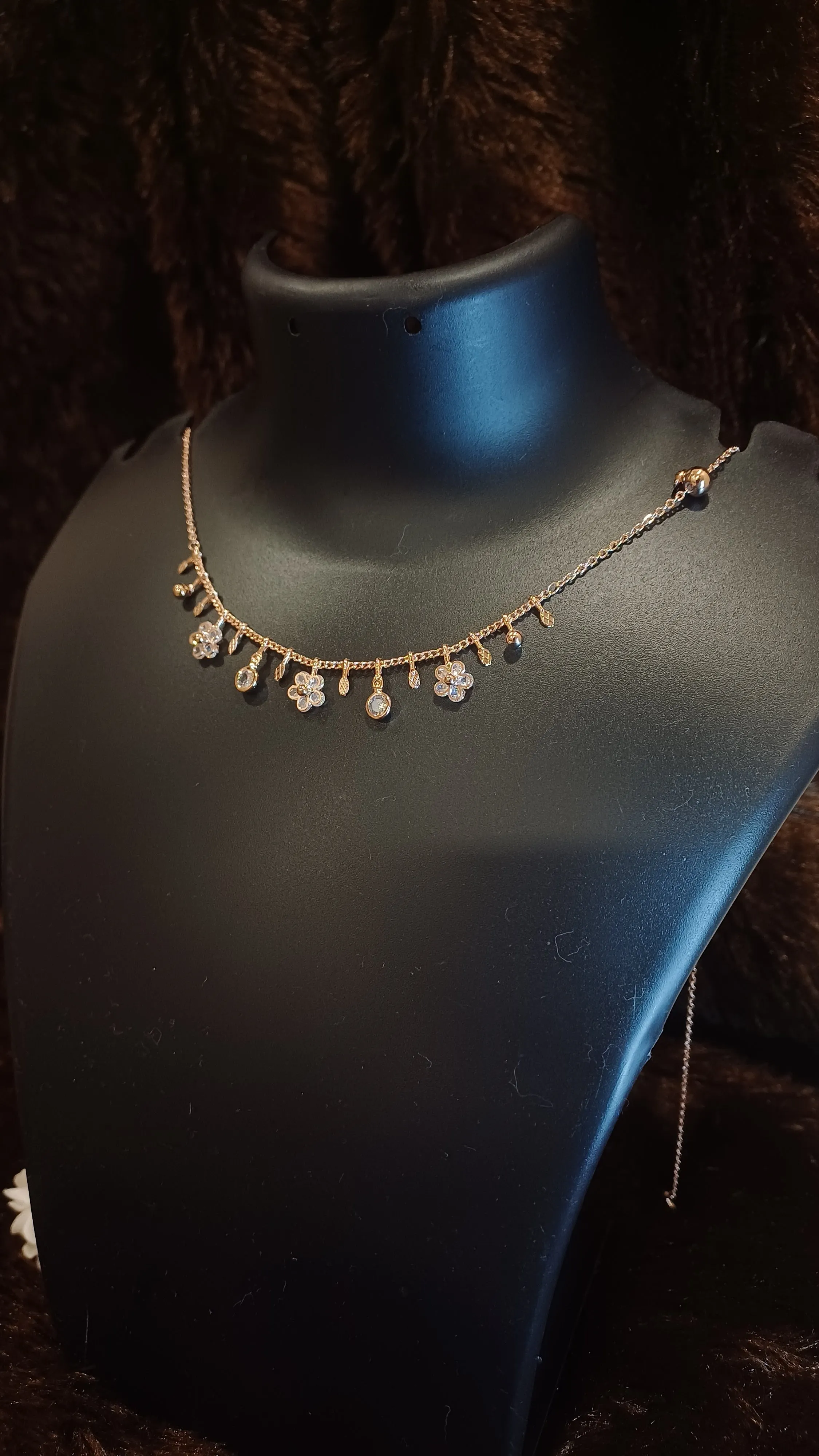 Flowers and shines necklace chain_anti tarnish_ statement jewellery