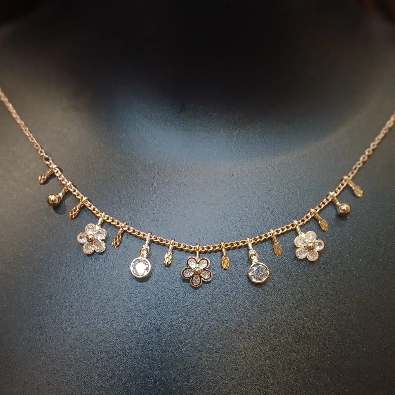 Flowers and shines necklace chain_anti tarnish_ statement jewellery