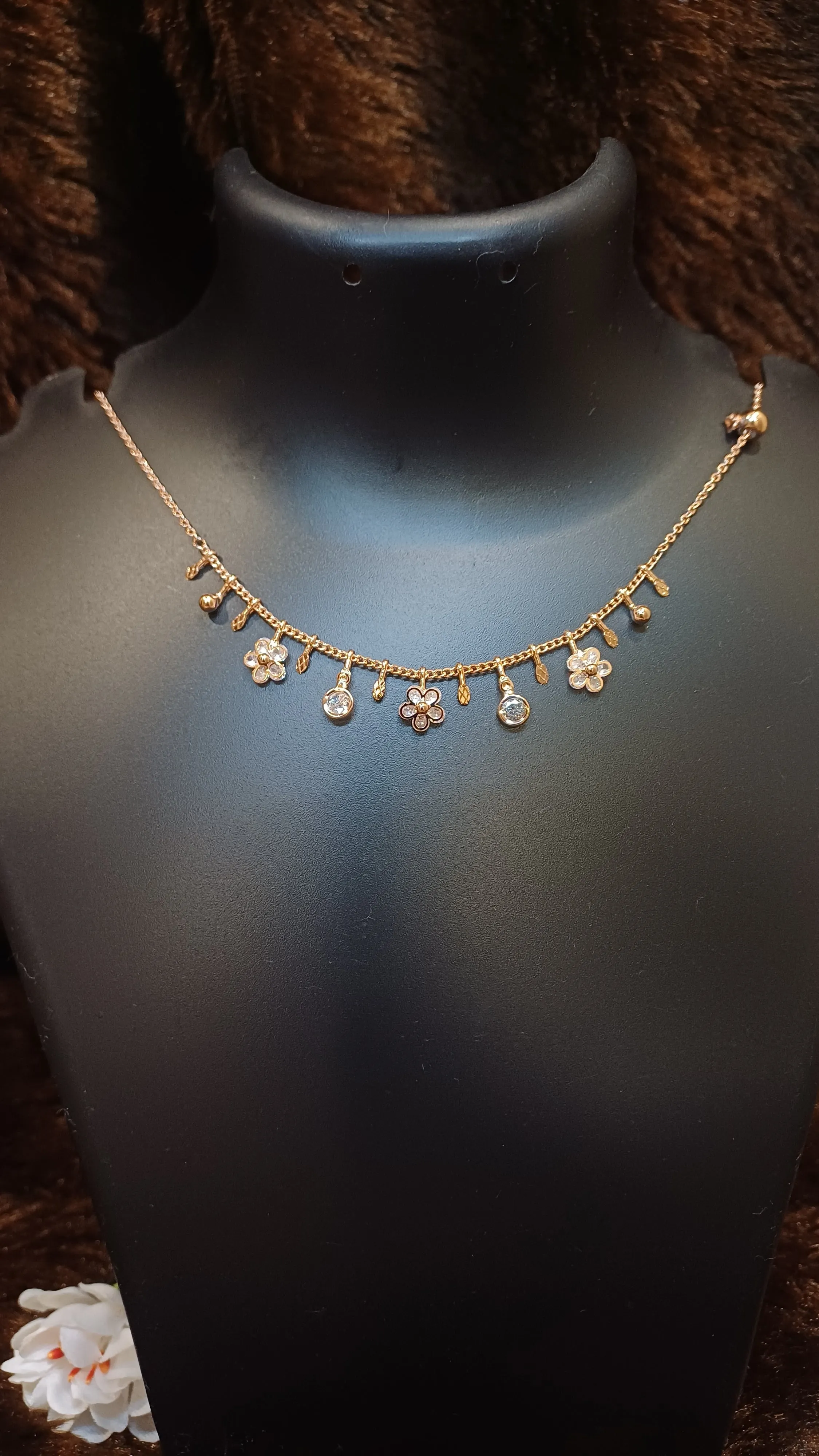 Flowers and shines necklace chain_anti tarnish_ statement jewellery